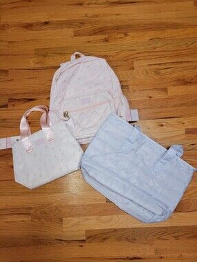 NWT LoveShackFancy x Yoobi Quilted 3-Pc Bag Set Ditsy Floral Rosette Mix & Match